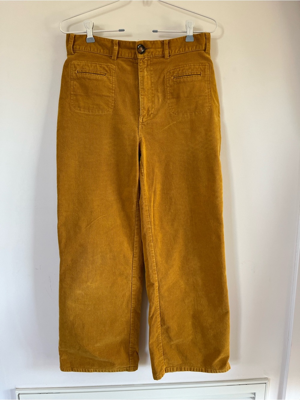 Wide-Leg Corduroy Pants in Mustard Yellow